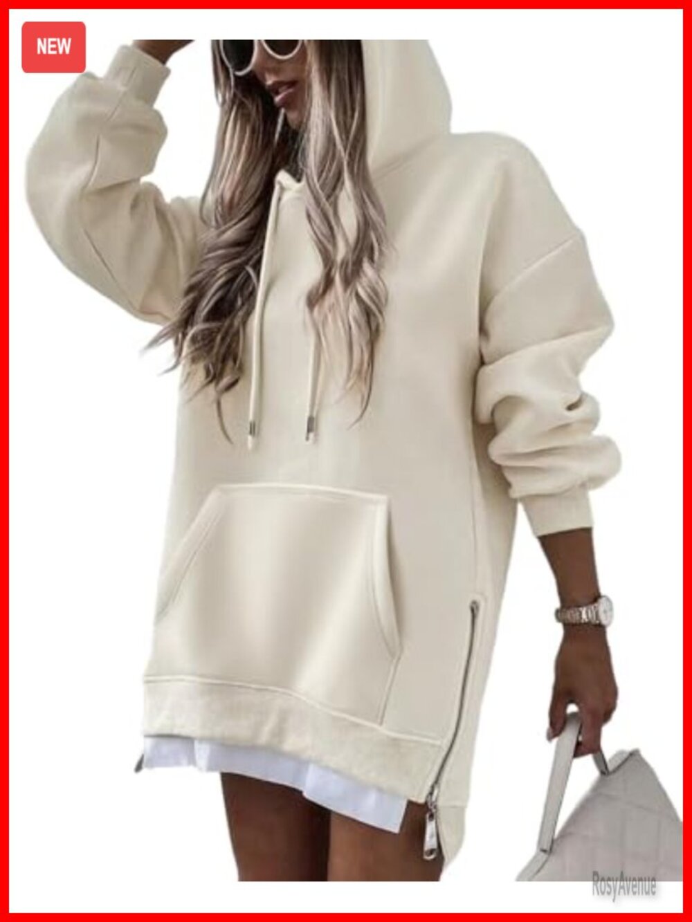 Oversized Long Hoodie Dress Pullover Sweatshirt Split Hem Kangaroo Pocket Loose